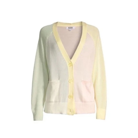525 AMERICA Contrast Cardigan Butter Multi - Picture 6 of 14